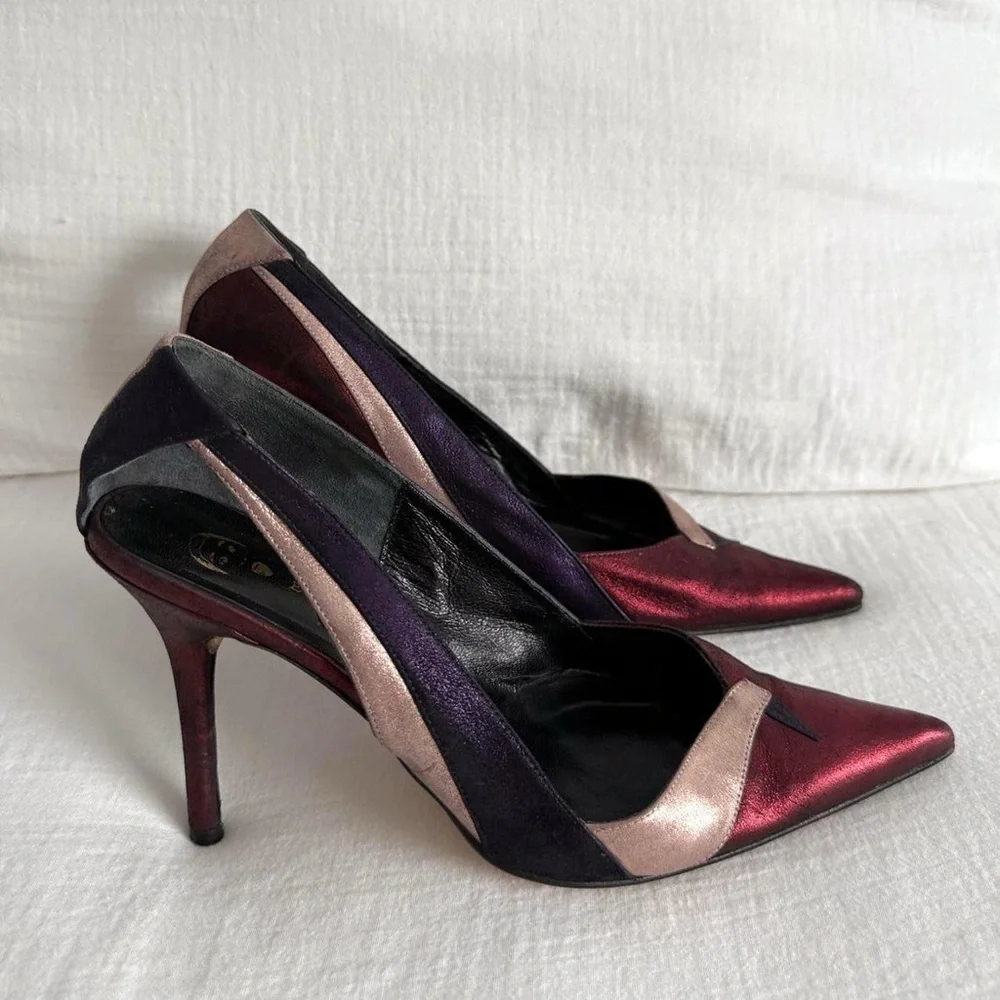 Eugenia Kim Metallic Multicolored Leather Pointed Toe Pumps - Picture 1 of 7